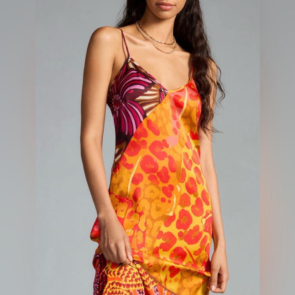 Farm Rio Printed Satin Slip Midi Dress - Picture 5 of 16
